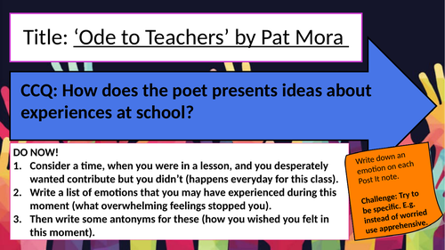 AQA Unseen Poetry- Ode to Teachers