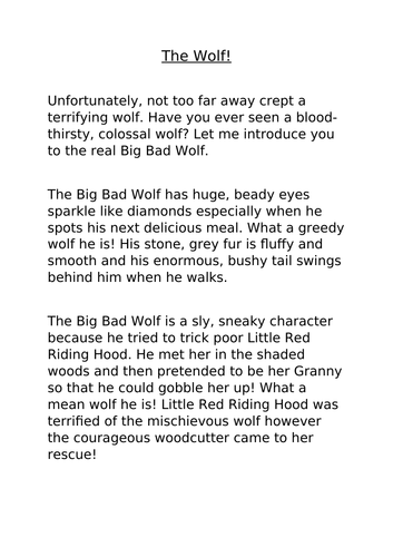 wolf description creative writing