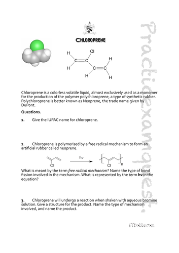 Chloroprene: Practicexamquest