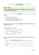 similes worksheet for ks3 teaching resources