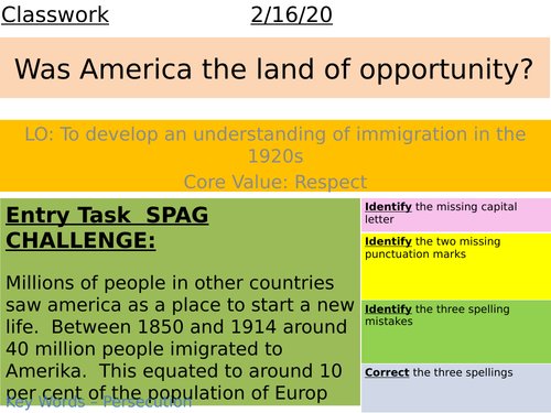 Immigration 1920s USA - AQA