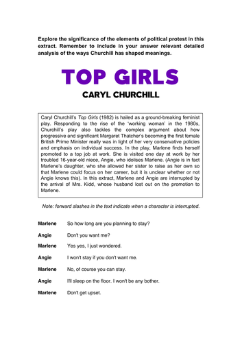 Top Girls (Protest Extract: AQA KS5)