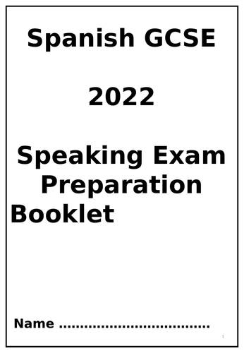 GCSE Spanish Speaking Booklet + Sentence Builders | Teaching Resources