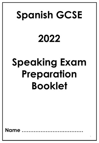 GCSE Spanish Speaking Booklet + Sentence Builders | Teaching Resources