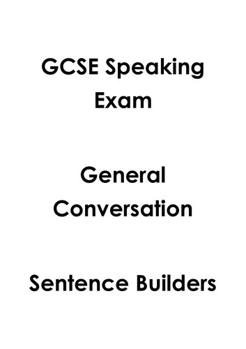 GCSE Spanish Speaking Booklet + Sentence Builders | Teaching Resources