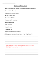End of Sentence Punctuation Worksheet (Full stops, ! or ?) | Teaching