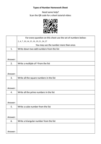 New Homework Sheets - February 2020