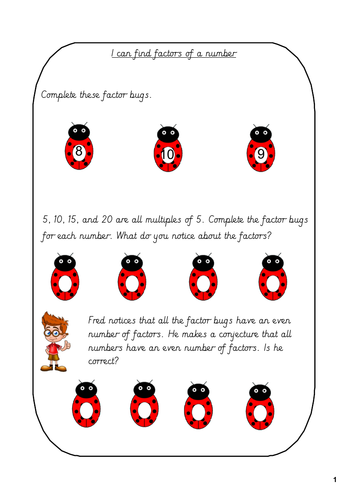 Factors: Introducing Factors Using Factor Bugs | Teaching Resources