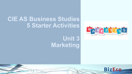 5 FREE Marketing Starters - CIE AS Business Studies Unit 3 | Teaching ...