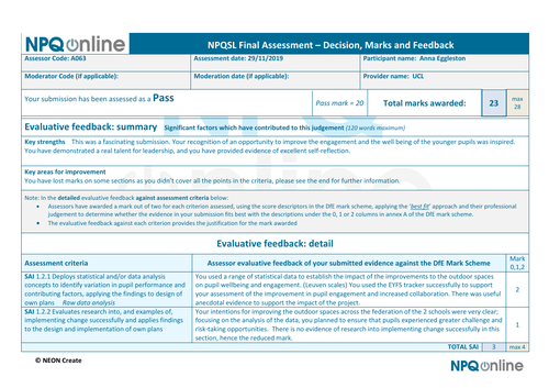 NPQSL Project 2019-2020 | Teaching Resources