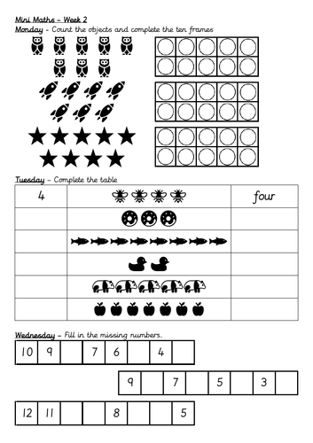 Weekly mini-maths, Year 1, Autumn Term | Teaching Resources