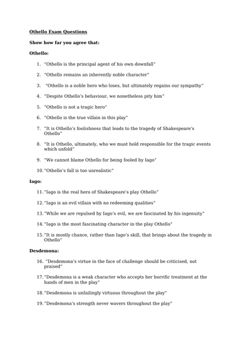 othello essay questions gcse