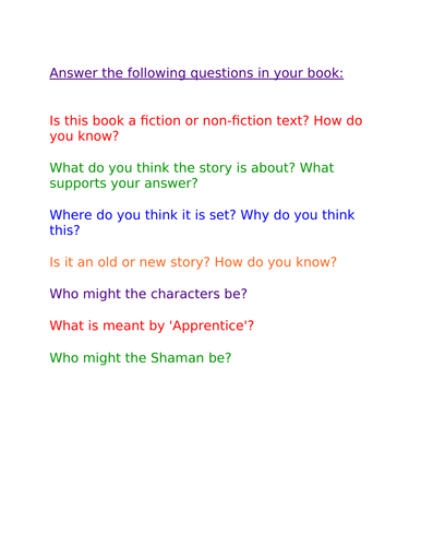 Year 5 Reading plan The Shaman's Apprentice Smart Notebooks and Word ...