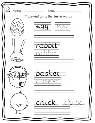 Easter vocabulary phonics writing worksheets | Teaching Resources