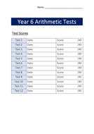 Year 6 Arithmetic One-Page Tests x 12 | Teaching Resources