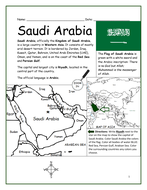 SAUDI ARABIA - Introductory Geography handout with map and flag ...