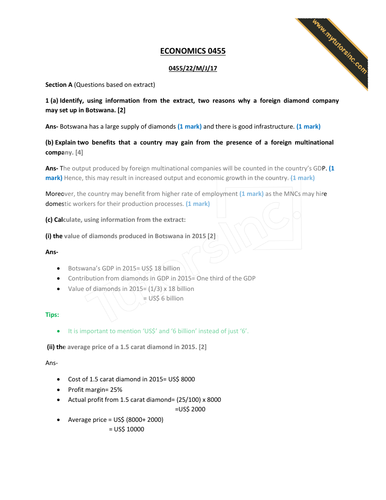 Past Paper Economics 0455: Jun 2019 Question Paper 1,2 > IGCSE