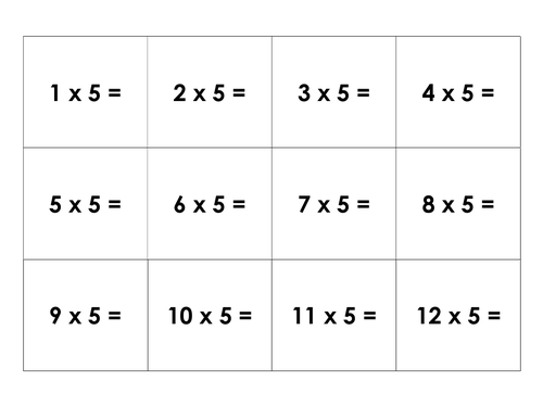 5 times table fact family matching cards