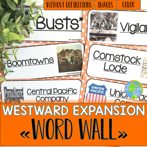 Westward expansion word wall without definitions teaching resources