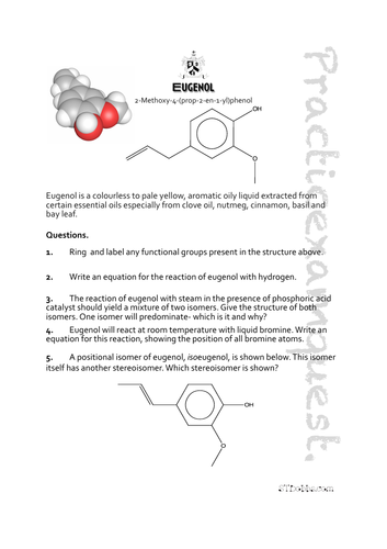 Eugenol: Practicexamquest