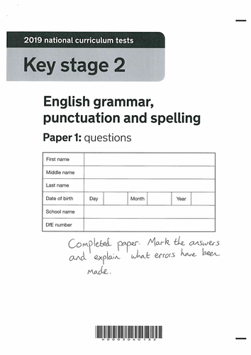 Misconception SATs papers (2019) with intentional errors to correct ...