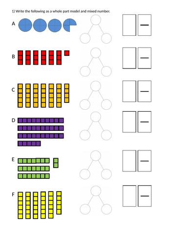 Year 4 Fractions greater than one worksheet (with answers) | Teaching