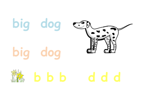 Phonics - big dog writing sheet