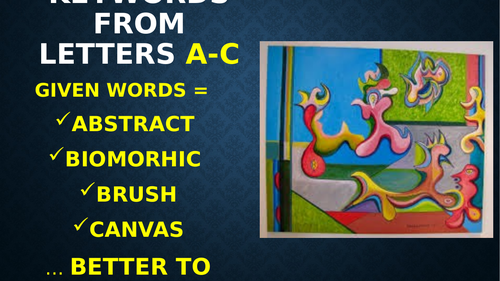 Art & Design Keywords A-Z Great 26 REMOTE STARTER activities - one per ...