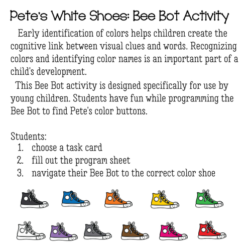 Bee-Bot-Pete the Cat, I Love My White Shoes Activity | Teaching Resources