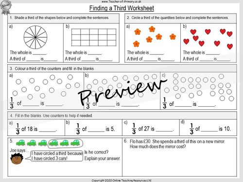 Thirds - Year 2 | Teaching Resources