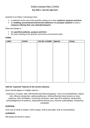 Paper 2 Question 5 Writing Planning Practices And Helpsheets Teaching Resources