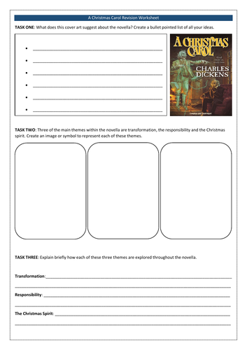 A Christmas Carol Revision Worksheets  Teaching Resources