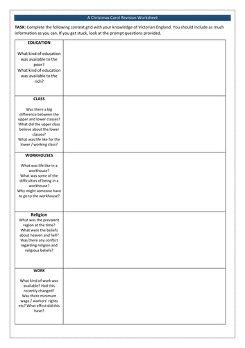 A Christmas Carol Revision Worksheets | Teaching Resources