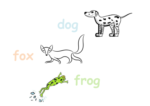 Phonics - dog, fox, frog Writing Sheet