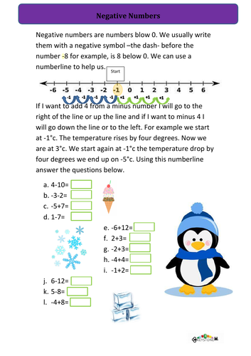 Negative numbers | Teaching Resources