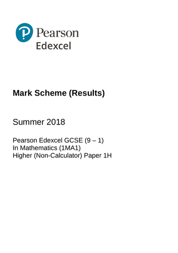 Edexcel GCSE Maths Higher Tier Paper 1 1MA1/1H | Teaching Resources