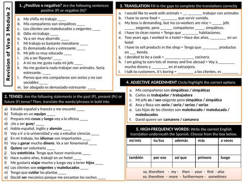 Viva 3 Module 2 Revision Worksheet