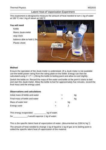 Practical: Experiment to find the Latent Heat of Vaporization of Water