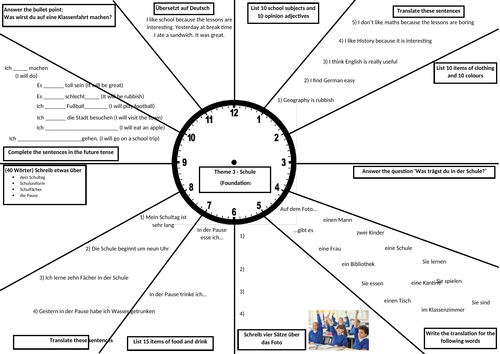 GCSE German Revision Clock - School