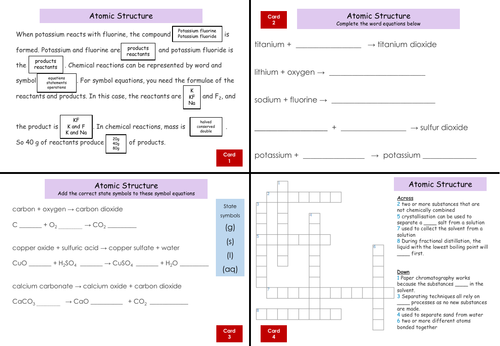 Year 9 Science Revision Cards with Answers