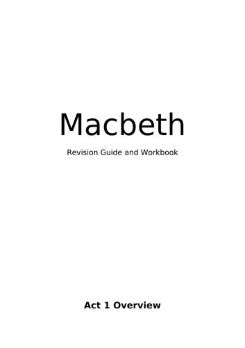 macbeth homework booklet ks4