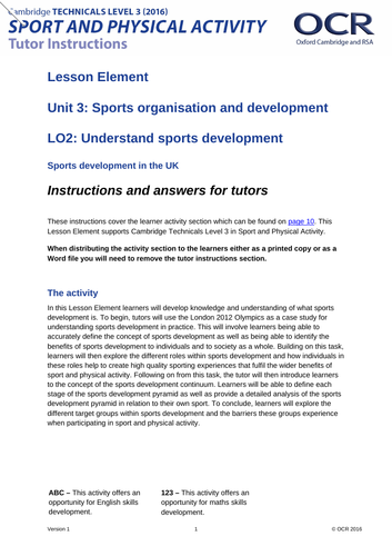 L3 CTECH Sport - Unit 3 LO2 - Understand Sports Development | Teaching ...