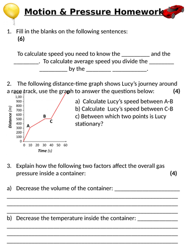 KS3 ~ Year 8 ~ Motion & Pressure