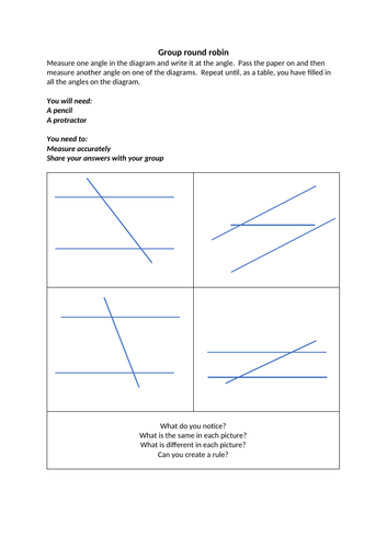 Complementary angles activity | Teaching Resources