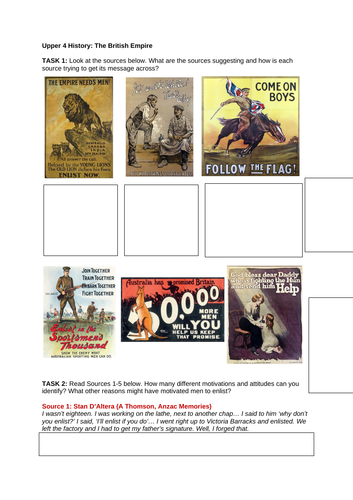 KS3 - Year 9 History - The British Empire 1914-18 | Teaching Resources