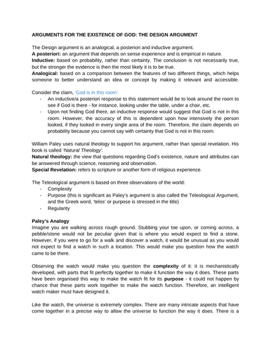 Design Argument Revision AQA A Level