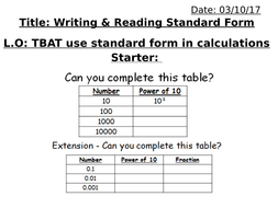 Standard Form (Complete Lesson) GCSE Higher | Teaching Resources