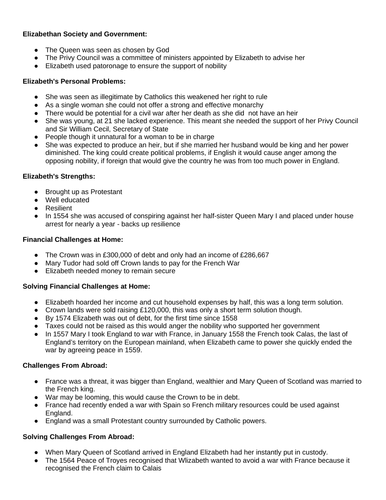 GCSE Edexcel 9-1 Early Elizabethan England Revision Notes