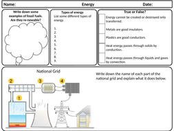 ks3 revision worksheet energy teaching resources
