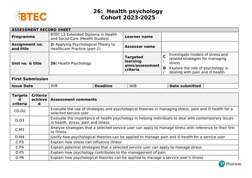 unit 26 health psychology assignment 2